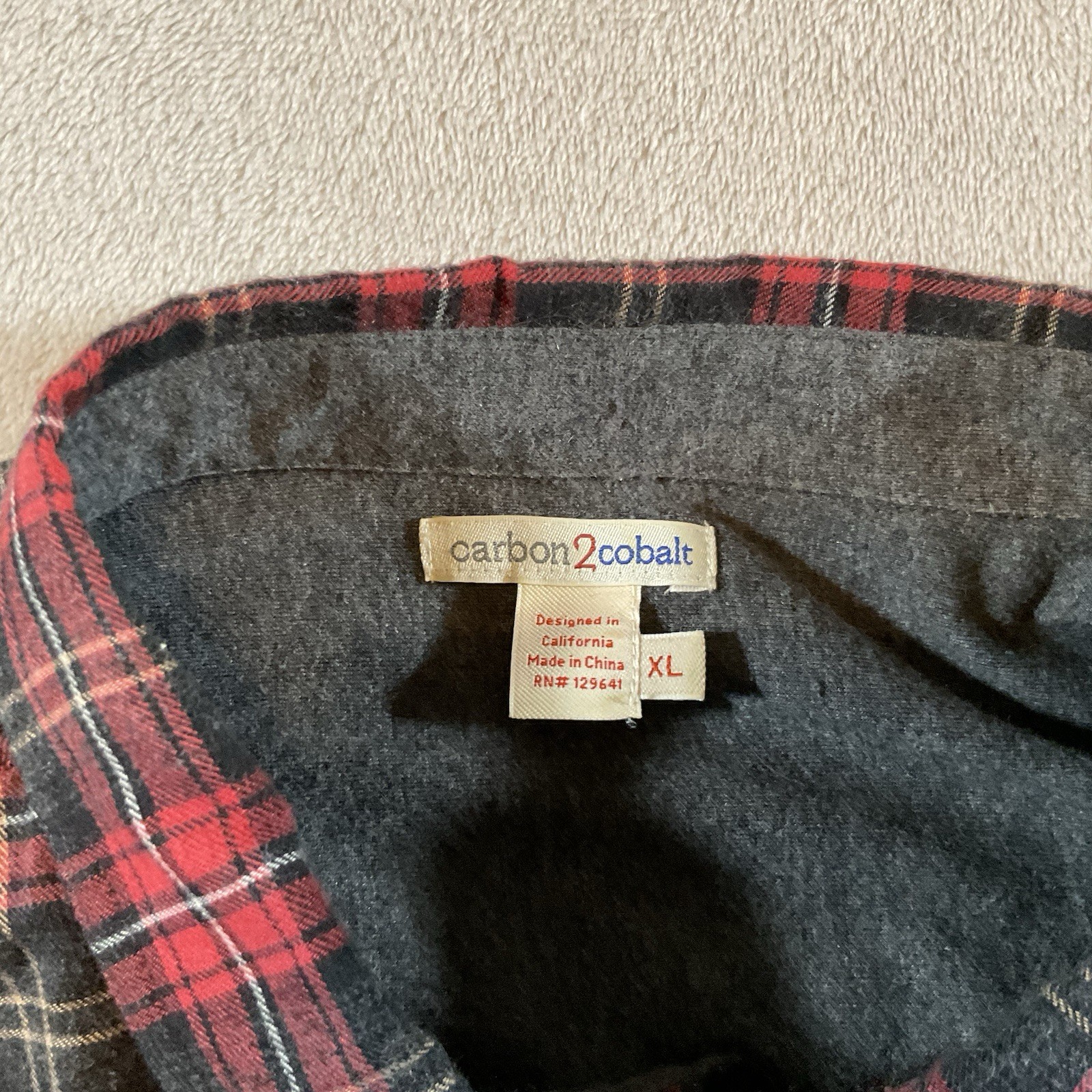 Carbon 2 Cobalt Shirt Mens XL Red Plaid Flannel Lined