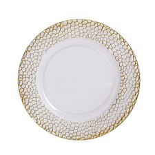 6 Clear Gold Metallic 13" Acrylic Round Charger Plates with Hammered Rim Party