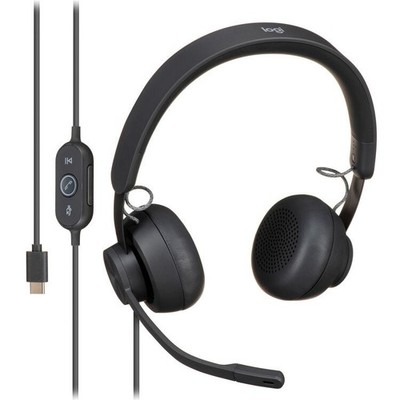 Logitech Zone Wired On-Ear Headset - Black (981-000871) Logi