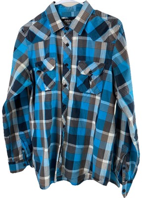Eighty Eight Men's Casual Button-Down Long Sleeve Plaid Shirt Size M