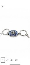 Coach Turnlock Signature Blue And Silver Keychain. New .