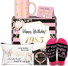 7 Pcs 40th Birthday Gifts for Women, Happy 11 oz, pink, black 