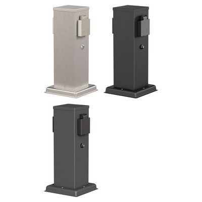 Garten Steckdosensäule POLLY für außen, IP44, Dämmerungssensor, 2-fach,