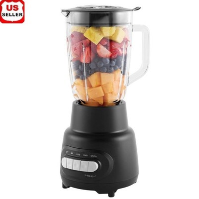 5 Speed Glass Blender 48 Oz Jar Stainless Steel Blades Ice Crushing 500W Motor