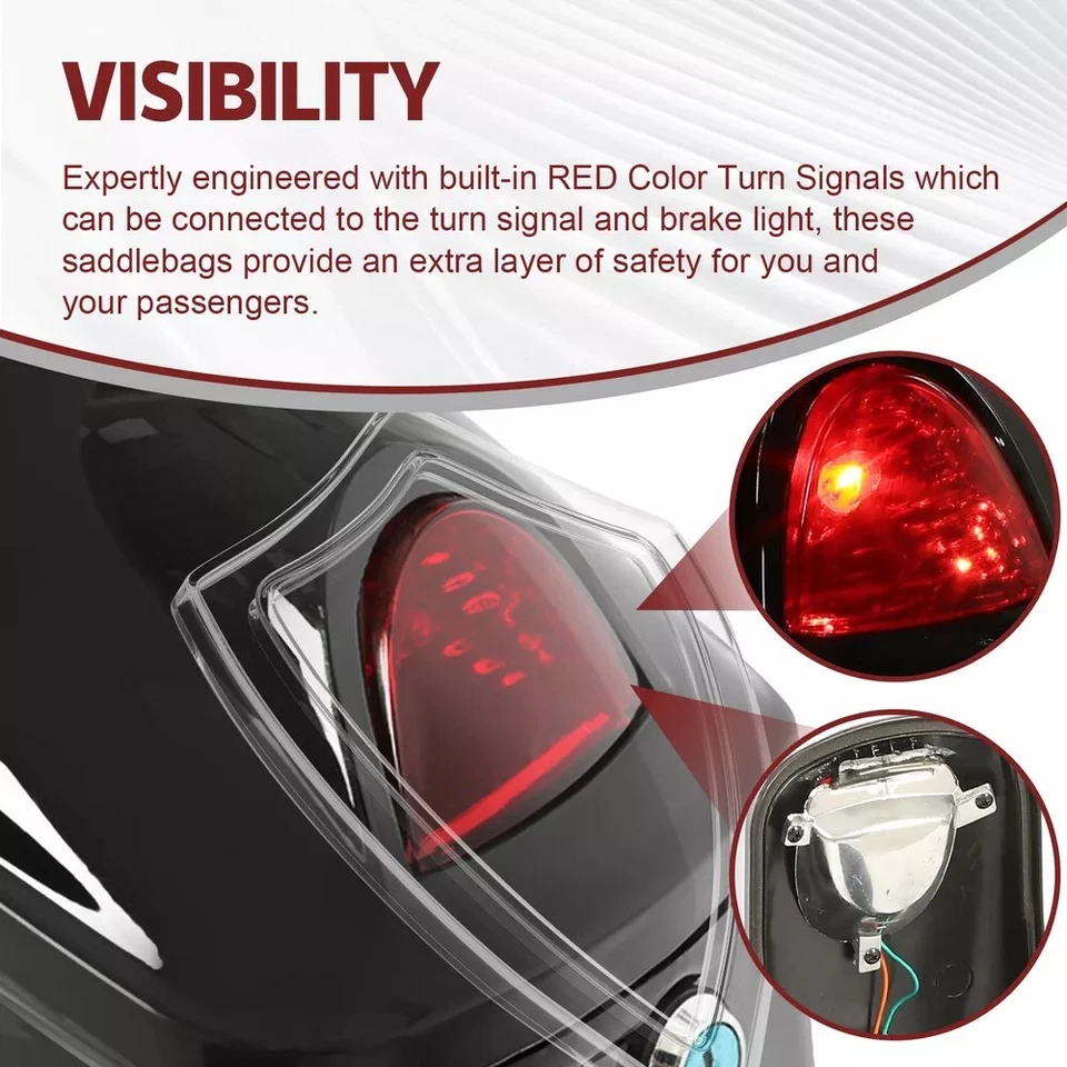 Bolsas rígidas para sillín de motocicleta + paquete turístico caja trasera maletero luz LED para Harley Honda Foto 2 de 4