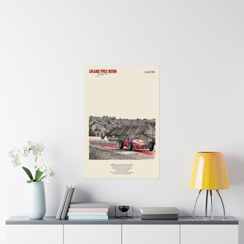 Póster de carreras vintage del Gran Premio de Suiza de 1953 Maserati fórmula coche de carreras estampado artístico - Imagen 18 de 18