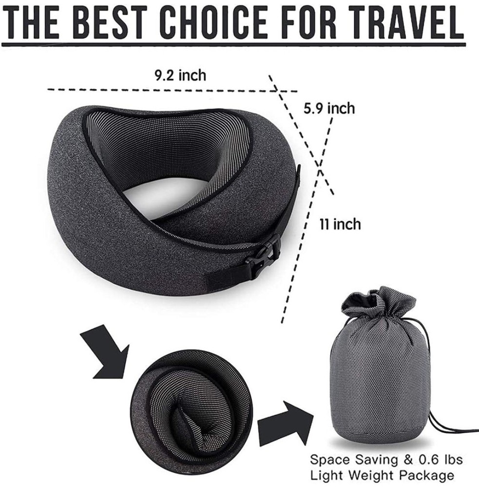 100% Pure Memory Foam Travel Neck Pillow for Comfort & Support