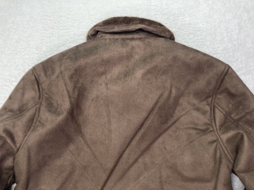 SF Superlative Fashion Brown Italian Coat Men's Faux Leather Suede Jacket Sz XL - Picture 9 of 11