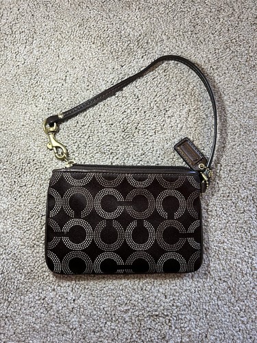 Coach Madison Wristlet Small Signature Monogram Brown Coin Purse - Picture 2 of 7