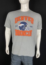 Denver Broncos Football Junk Food Brand Gray Front Helmet Logo Gray T Shirt, XL