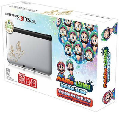 Nintendo 3DS XL System Mario & Luigi Dream Team Silver Brand New