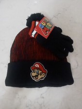 Nintendo Super Mario Winter Beanie Hat and Kids Gloves Set, Little Boys Ages 4-7