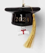 2024 GRADUATE~GRADUATION DIPLOMA~CAP~ORNAMENT~BLOWN GLASS~NEW