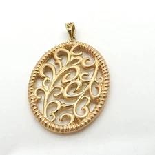 14k Gold Tree of Life Charm Pendant Open Scroll 6gr Italy Two Tone New