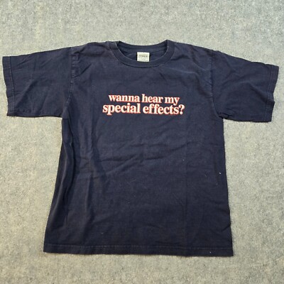 Vintage Y2K Humor Shirt Youth L Funny Comedy Fart Special Effects Navy Blue