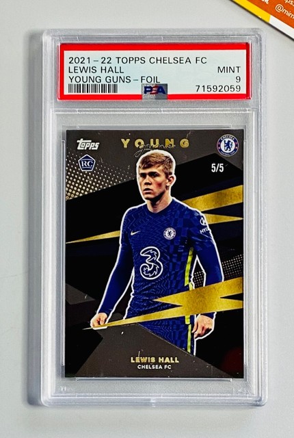 Topps PSA 9 Chelsea FC 2021 - 22 Lewis Hall Foil Young Guns Rookie 5/5