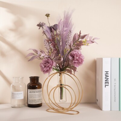 Artificial Purple Peony Wild Daisy Reed Grass Bouquet Arrangement | eBay