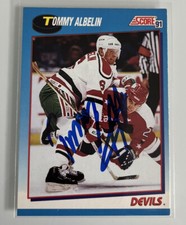1991-92 Score Canadian Bilingual Tommy Albelin #393 Auto Autograph Signed Devils