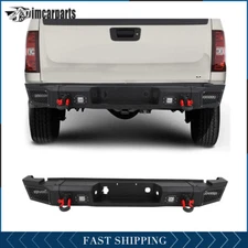 Black Steel Fits 2007-2010 Silverado 2500 3500 Rear Bumper with Lights Assembly