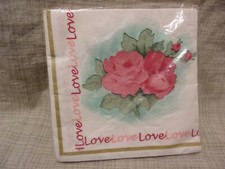 Vintage Valentine NOS Paper Napkins Roses Love 20 Paper Art Believe In Love
