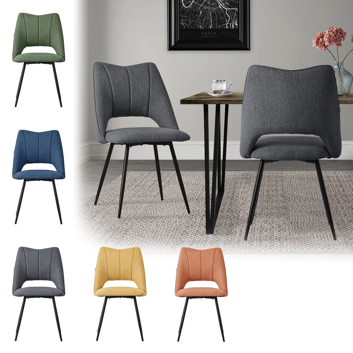 Yaheetech Set 2 Sedie Da Pranzo Grigio: Moderne, Imbottite, Schienale Alto Con Gambe In Legno - 5