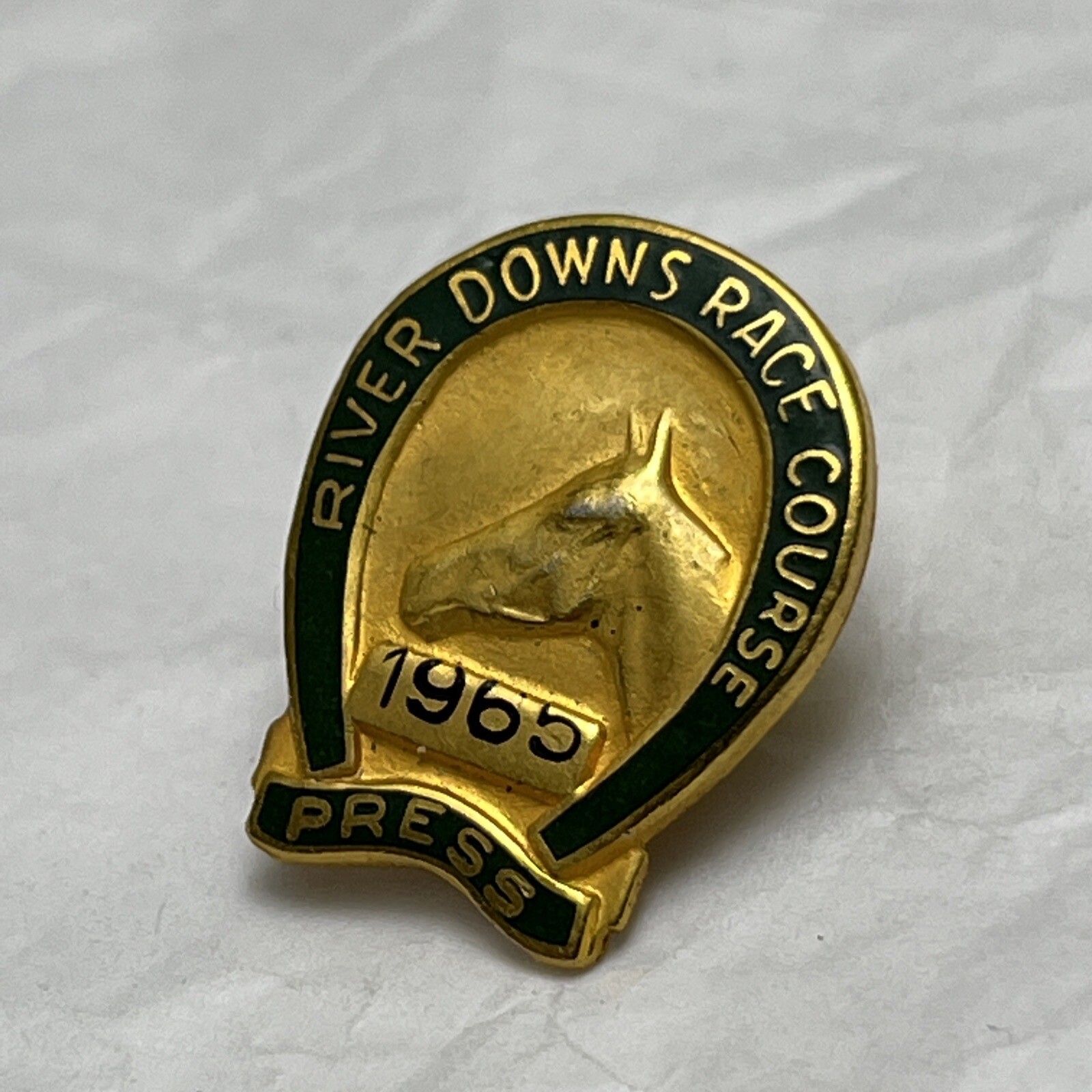 1965 River Downs Race Track Press Pin Cincinnati Ohio Horse Racing