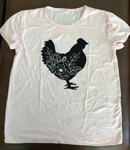 Huhn Damen Kurzarm Shirt Huhn Henne Grafik Größe L - Bild 2 von 5