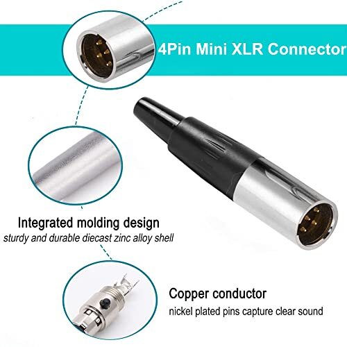 4Pin Mini XLR Connector TA4F Adapter Male Plug Mic 4Pin Mini XLR Male - Picture 3 of 7