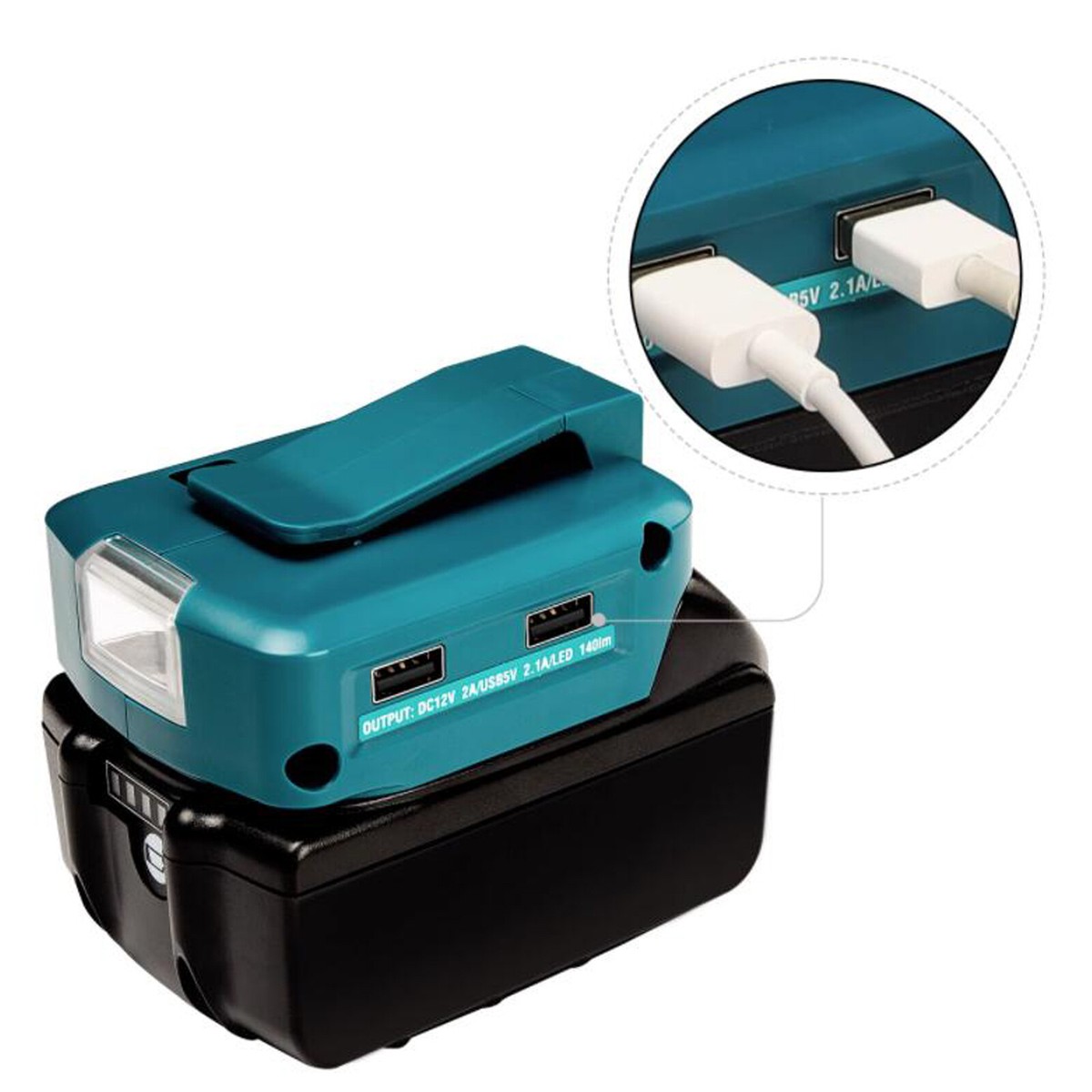 Makita LED ハンディライト　折りたたみ式　USB用アダプタ充電器 For Makita 18V Battery LED Work Light Adapter Phone Charging USB