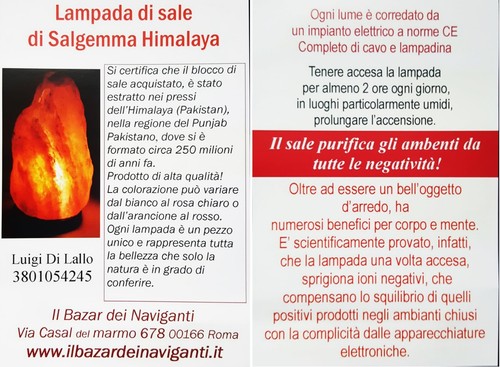 Lampada di sale Ostrica dell' Himalaya salgemma con certificato di garanzia - Foto 3 di 4