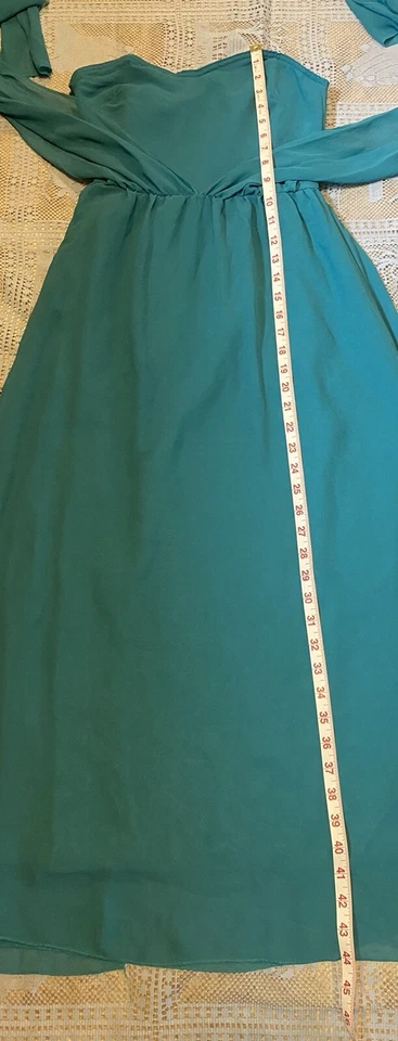 Women's Slim One-Shoulder Solid Sleeveless Midi Gown Dress, Teal, Small - Image 3 of 4