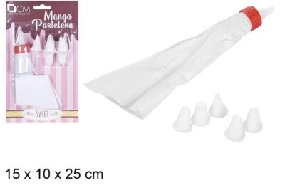 Poche Pâtisserie + 5 Douilles Plastique Pâtissier Gâteaux Crème Macaron - Photo 1/2