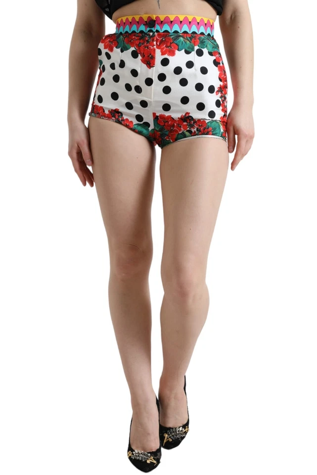 Pantalones Cortos DOLCE & GABBANA Multicolor Floral Lunares Pantalones Calientes IT40/US6/S 780usd Foto 2 de 4