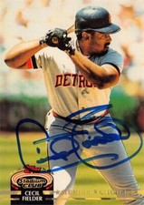 Cecil Fielder signed baseball card (Tigers) 1992 Topps Stadium Club #599 Members