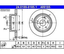 2 St. Bremsscheibe ATE 24.0109-0185.1 für Honda HR-V