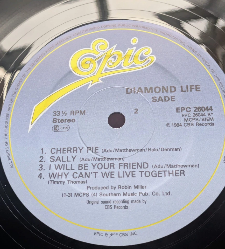 SADE DIAMOND LIFE 1984 Vinyl LP A3 B3 EPC 26044 PROCLEANED TESTED Read Descript - Image 4 of 4