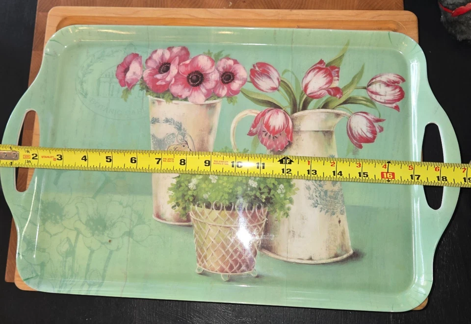 Floral Tray Home Essentials Shabby Chic Farmhouse Indoor Outdoor 19" x 12" - Image 4 of 4