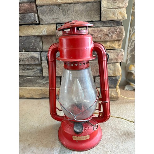 Vintage Dietz Junior Red Kerosene Lantern No. 20 Original Globe Barn Farm Decor
