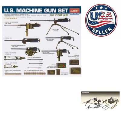 Academy Military Model Kit: U.S. Machine Gun Set with Ammo Boxes & Spare Barrels