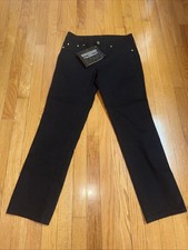 NWT Iman Global Chic Black Denim Straight-Leg Pull On Stretch Pants Sz M