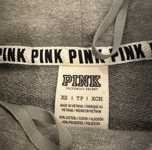 PINK Victoria's Secret Women Sweatshirt XS Maroon Colorblock Hray Cowl Neck - Picture 3 of 3