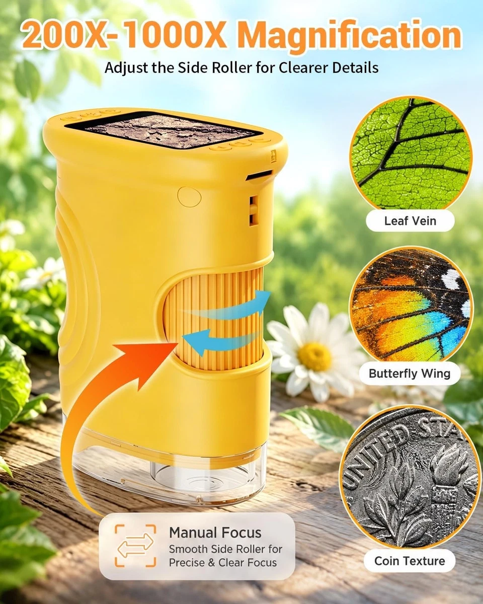 1000X Microscopio para Monedas con Luces, Lupa Digital Portátil para Monedas con 8 Ajustes