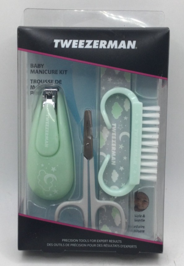 Tweezerman Baby Manicure Kit! Nail Clipper, Scissors, Brush 