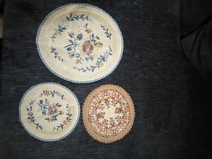3 Round Tapestry Doily Belgium Amrose art Printemps Garland Doll House Rugs