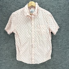 Goodfellow  Co Shirt Men M Medium Pink Flora Short Sleeve Button Up Slim Fit