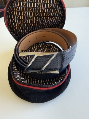 Zilli Blue Calfskin Belt with ZZ Buckle 3.5mm Width 100cm Length NWT