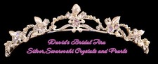 David's Bridal Wedding Tira 967 Silver Swarovski Crystals  Pearls New Was 99