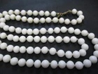 Vintage Monet 27 Inch Long  Hand Knotted White Milk Glass Beaded  Necklace