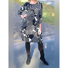 (A1) NWOT Emery Rose Black & White Abstract Geometric Print Tunic Dress Size S