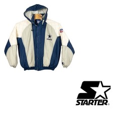 Vintage Starter Dallas Cowboys Hooded Puffer Jacket Mens Large NFL Football